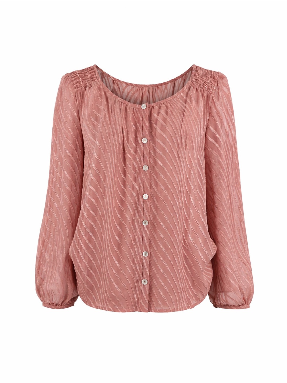 The Limited Women's Dusty Rose Button-Front Blouse with Cinched Stretch Waist XS
